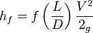 h_f=f\left ( \frac{L}{D} \right )\frac{V^2}{2_g}