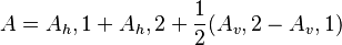  A = A_h,1 + A_h,2 + \frac{1}{2} (A_v,2 - A_v,1)